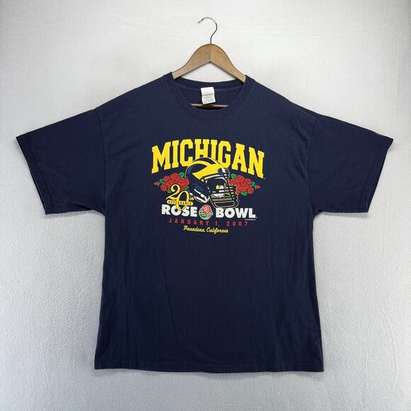 Vintage Michigan Rose Bowl Shirt Men's XL Blue Graphic 20th Appearance 2007 y2k - Picture 1 of 7